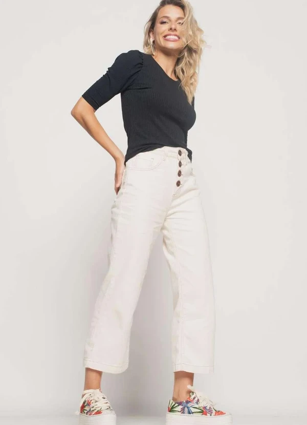 Salvatore Fashion - Blusa Princesa Decote Redondo Canelada  Fashion Preto 5