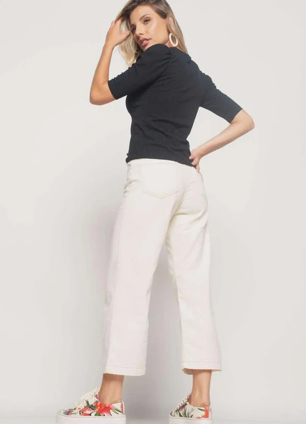 Salvatore Fashion - Blusa Princesa Decote Redondo Canelada  Fashion Preto 6