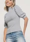 Salvatore Fashion - Blusa Princesa Manga Curta Canelada  Fashion Cinza - variação: Cinza