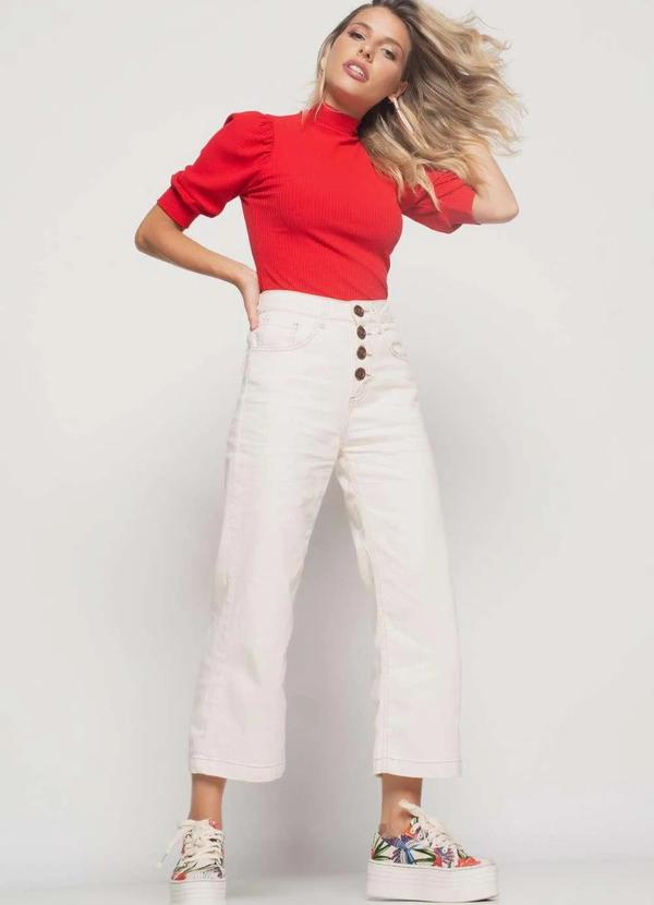 Salvatore Fashion - Blusa Princesa Manga Curta Canelada Fashion Vermelho