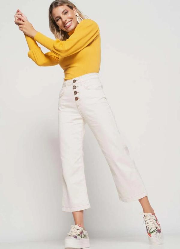 Salvatore Fashion - Blusa Princesa Manga Longa Canelada Fashion Amarelo
