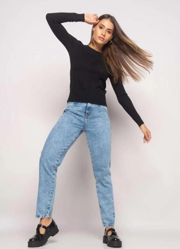 Salvatore Fashion - Blusa Tricot Gola Redonda Manga Longa Losango Preto 2