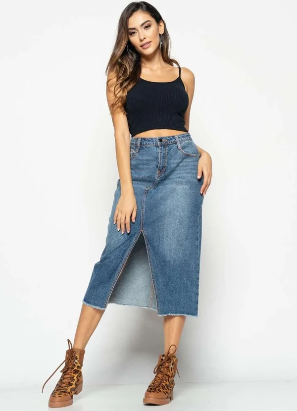 Salvatore Fashion - Cropped Alça Fina Canelado  Fashion Preto 2