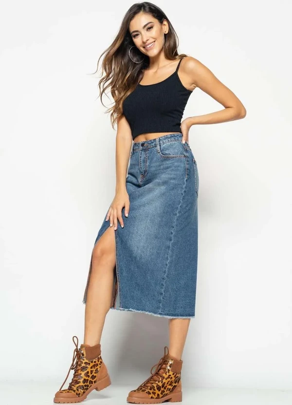 Salvatore Fashion - Cropped Alça Fina Canelado  Fashion Preto 4