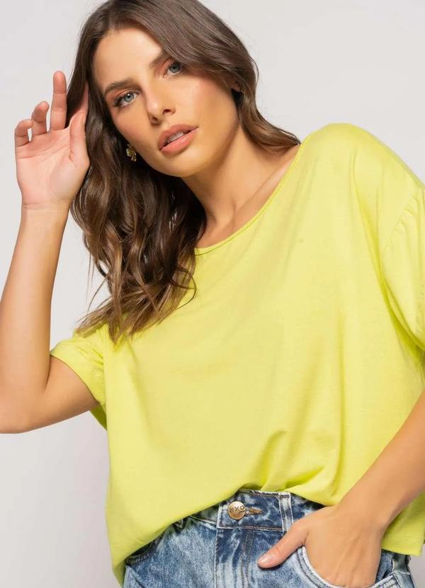 Salvatore Fashion - Cropped Amplo Manga Curta Malha Verde