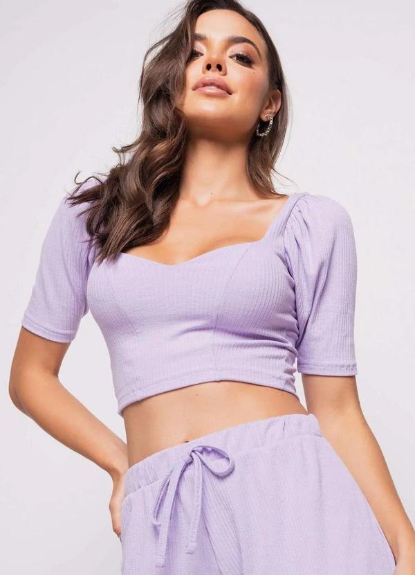 Salvatore Fashion - Cropped Princesa Decote Coração Malha Canelada  Fashion Roxo