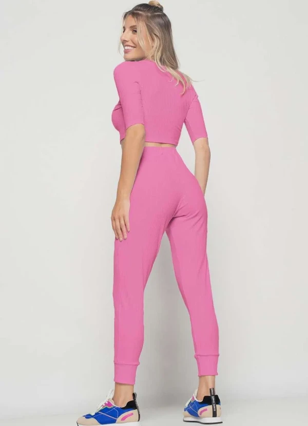 Salvatore Fashion - Cropped Princesa Gola Redonda Malha Canelada Fashion Rosa 3