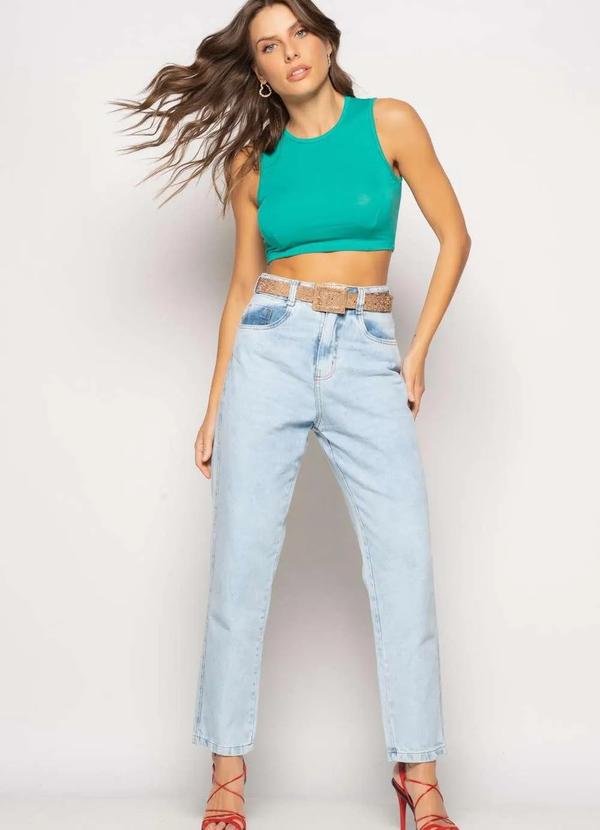 Salvatore Fashion - Cropped Regata Recorte Malha Fashion Verde
