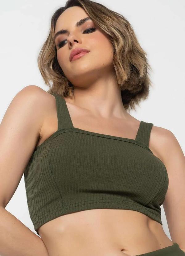 Salvatore Fashion - Cropped Top Faixa Comfy Malha Canelada Fashion Verde