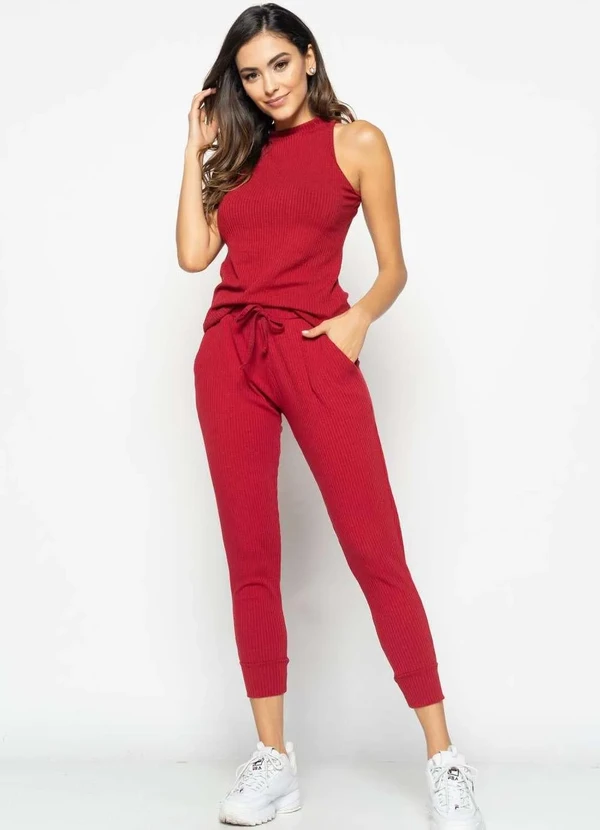 Salvatore Fashion - Regata Cava Americana Canelada  Fashion Vermelho 2