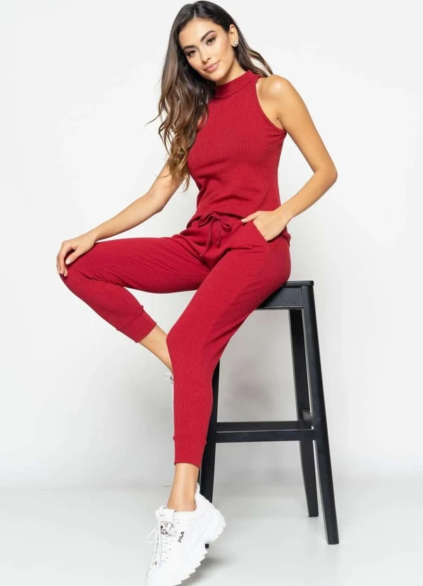 Salvatore Fashion - Regata Cava Americana Canelada  Fashion Vermelho 4