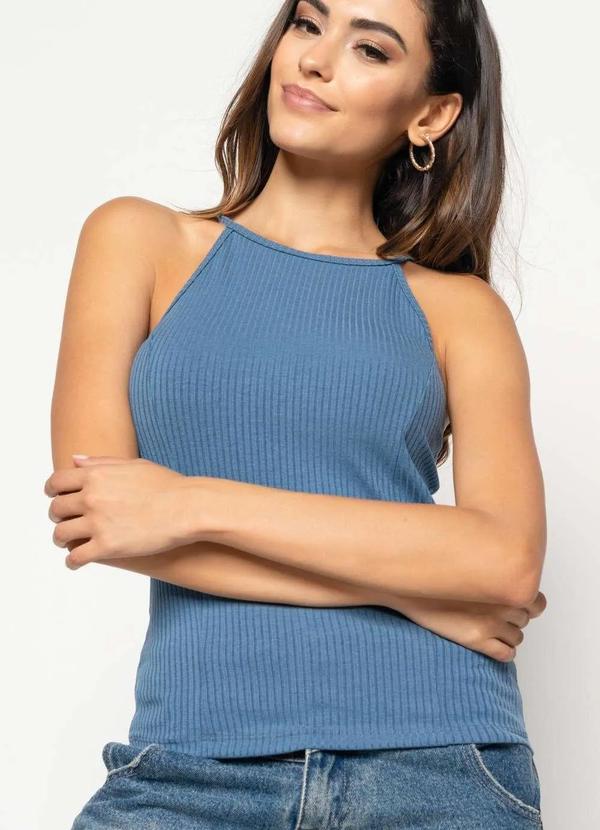 Salvatore Fashion - Regata Cavada Alcinha Canelada Fashion Azul
