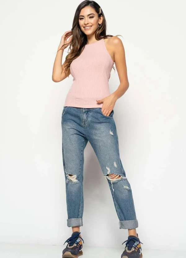 Salvatore Fashion - Regata Cavada Alcinha Canelada  Fashion Rosa 2