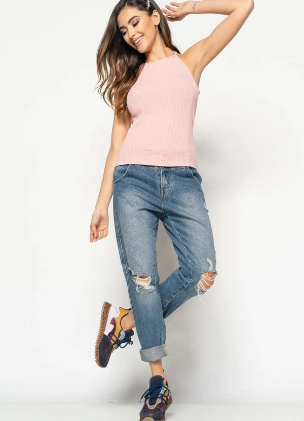 Salvatore Fashion - Regata Cavada Alcinha Canelada  Fashion Rosa 3