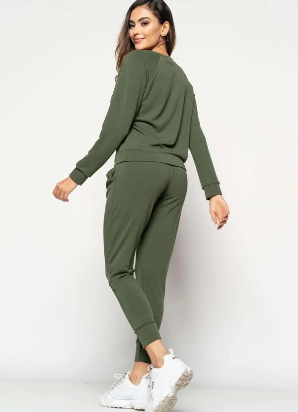 Salvatore Fashion - Calça Comfy Jogger  Moletinho  Fashion Verde 4