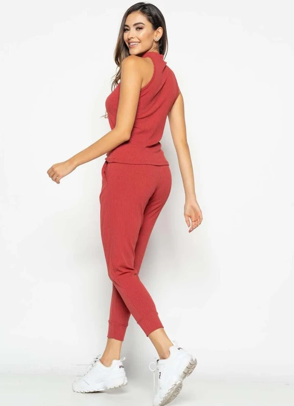 Salvatore Fashion - Calça Jogger Comfy Malha Canelada  Fashion Laranja 4