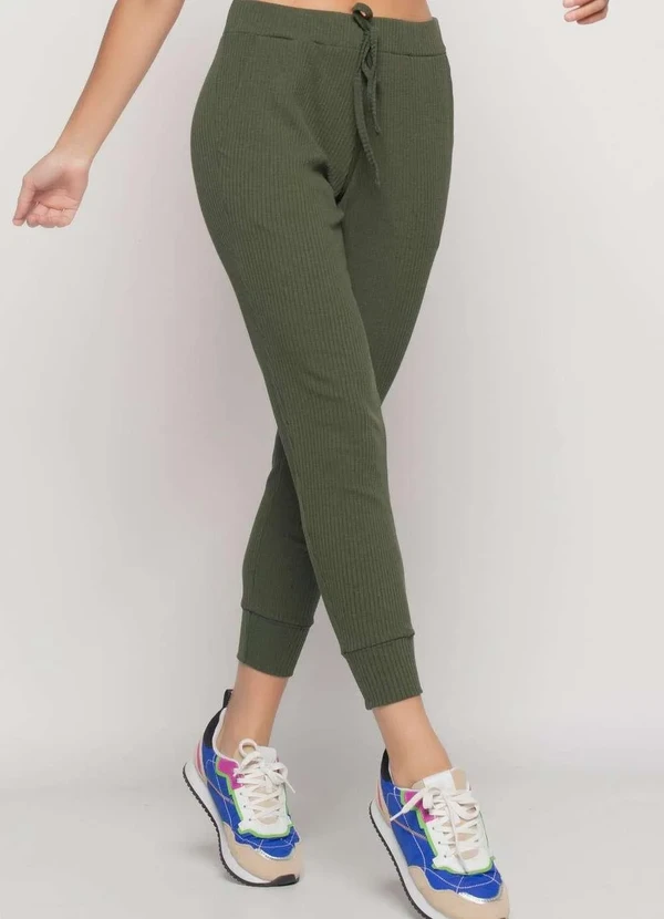 Salvatore Fashion - Calça Jogger Comfy Malha Canelada Fashion Verde 5