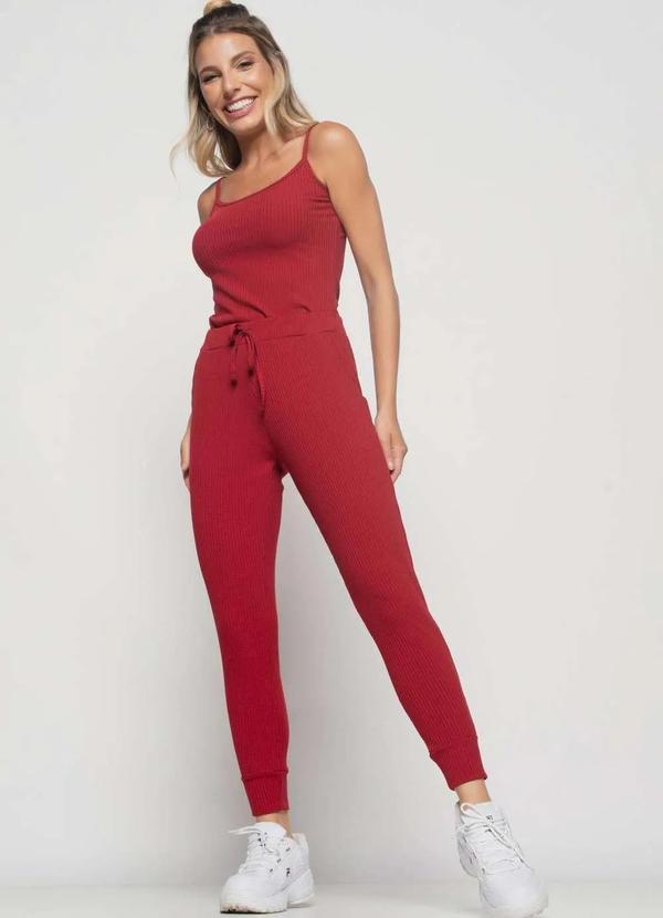 Salvatore Fashion - Calça Jogger Comfy Malha Canelada Fashion Vermelho