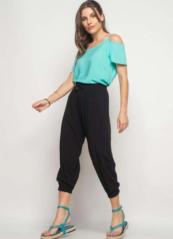Salvatore Fashion - Calça Jogger Viscolinho Fashion Preto