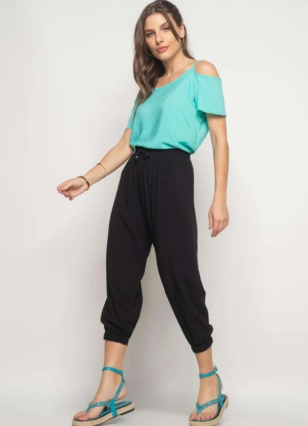 Salvatore Fashion - Calça Jogger Viscolinho Fashion Preto 1