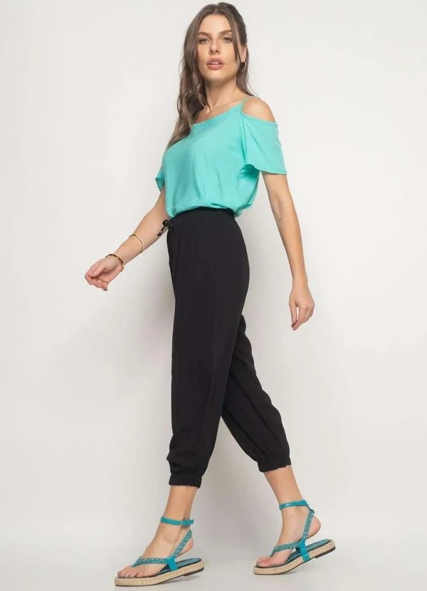 Salvatore Fashion - Calça Jogger Viscolinho Fashion Preto 4