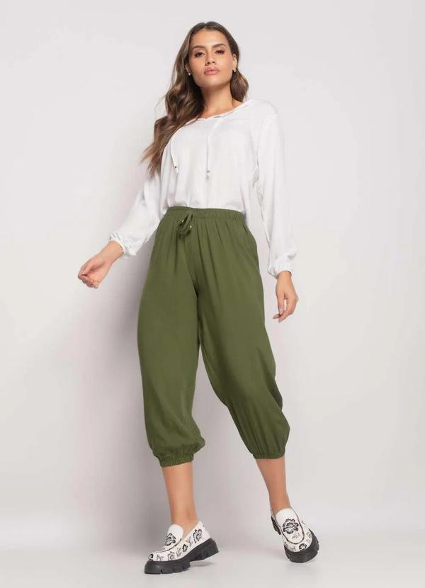 Salvatore Fashion - Calça Jogger Viscolinho  Fashion Verde
