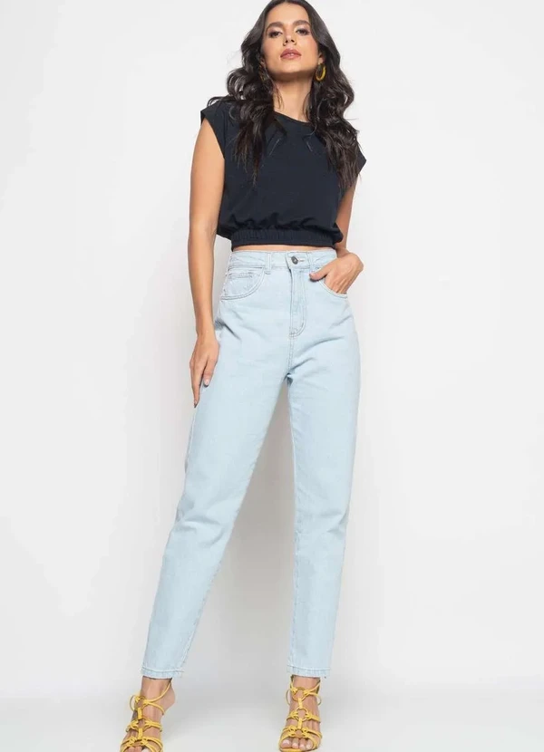 Salvatore Fashion Calça Mom Jeans Claro Fashion Azul