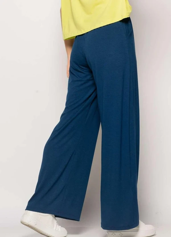 Salvatore Fashion - Calça Wide Leg com Bolso Malha  Fashion Azul 6