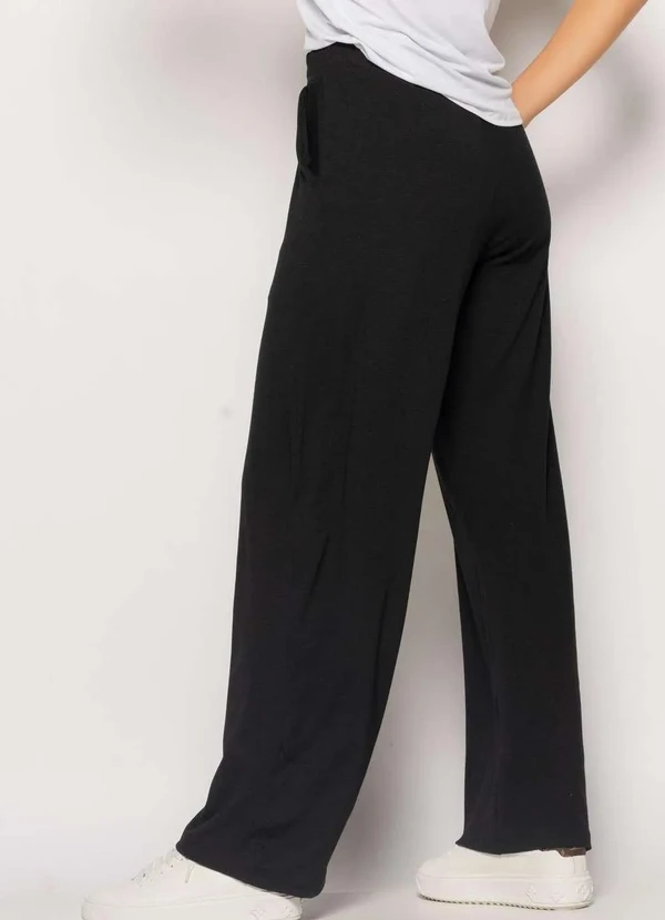 Salvatore Fashion - Calça Wide Leg com Bolso Malha  Fashion Preto 6