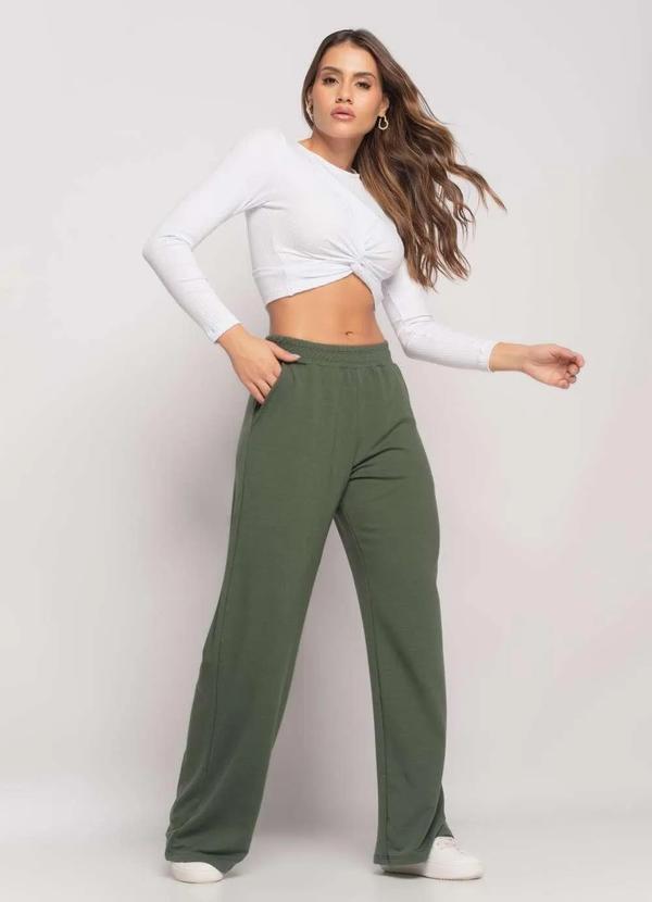 Salvatore Fashion - Calça Wide Leg com Bolso Moletinho Verde 2