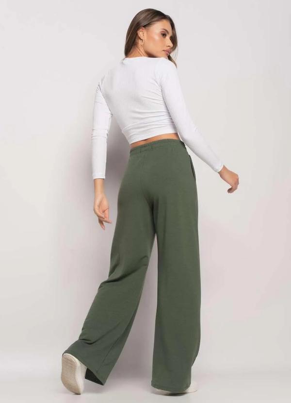 Salvatore Fashion - Calça Wide Leg com Bolso Moletinho Verde 3