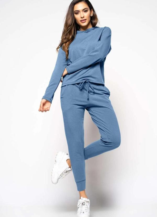 Salvatore Fashion - Casaco Comfy com Capuz Moletinho Fashion Azul