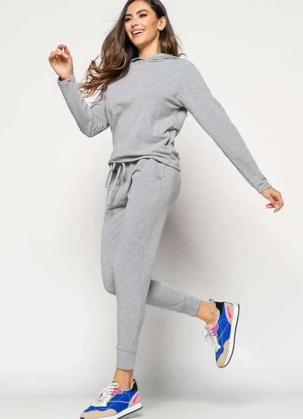 Salvatore Fashion - Casaco Comfy com Capuz Moletinho  Fashion Cinza 2