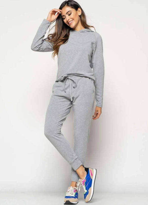 Salvatore Fashion - Casaco Comfy com Capuz Moletinho  Fashion Cinza 3
