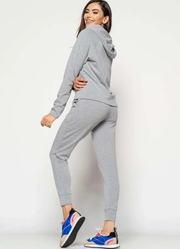Salvatore Fashion - Casaco Comfy com Capuz Moletinho  Fashion Cinza 5