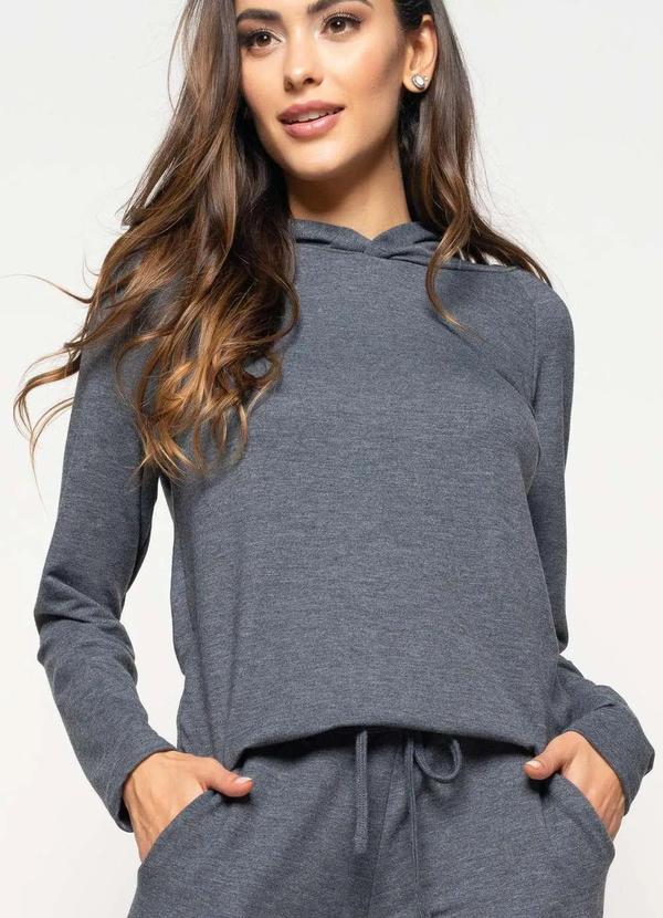 Salvatore Fashion - Casaco Comfy com Capuz Moletinho Fashion Cinza 1