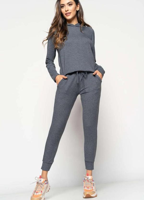 Salvatore Fashion - Casaco Comfy com Capuz Moletinho Fashion Cinza 3