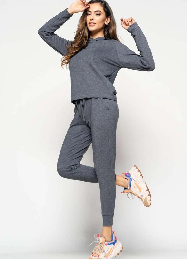 Salvatore Fashion - Casaco Comfy com Capuz Moletinho Fashion Cinza 4