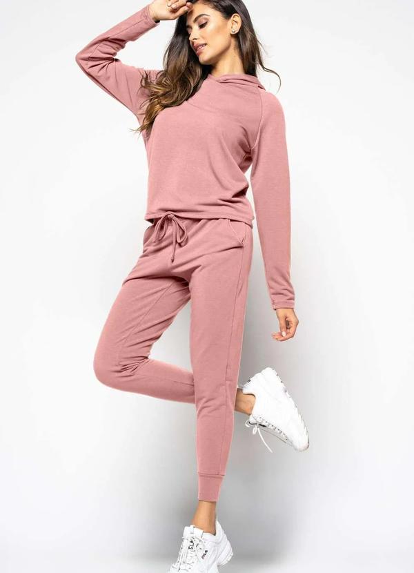 Salvatore Fashion - Casaco Comfy com Capuz Moletinho Fashion Rosa 1