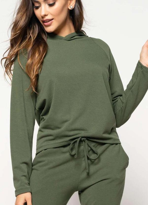 Salvatore Fashion - Casaco Comfy com Capuz Moletinho Fashion Verde