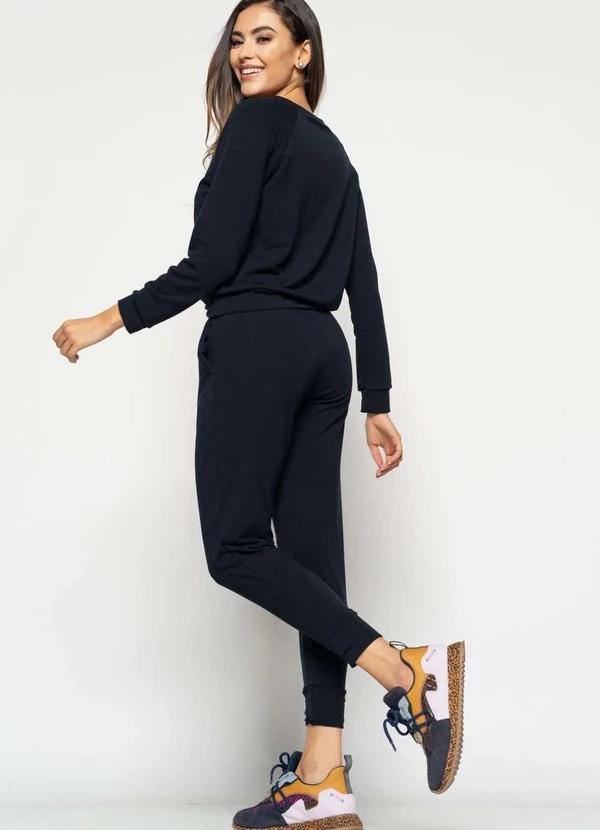 Salvatore Fashion - Casaco Comfy com Gola Canoa Moletinho Fashion Preto 5