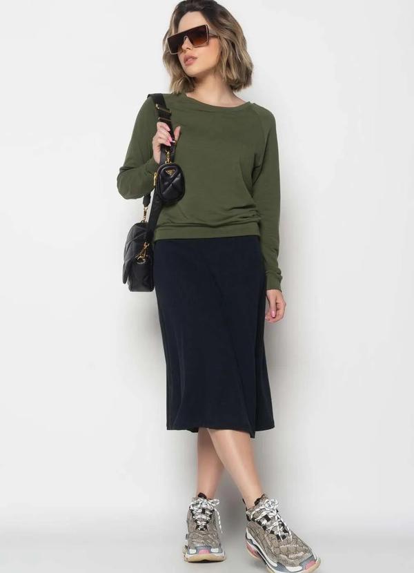 Salvatore Fashion - Casaco Comfy com Gola Canoa Moletinho Fashion Verde
