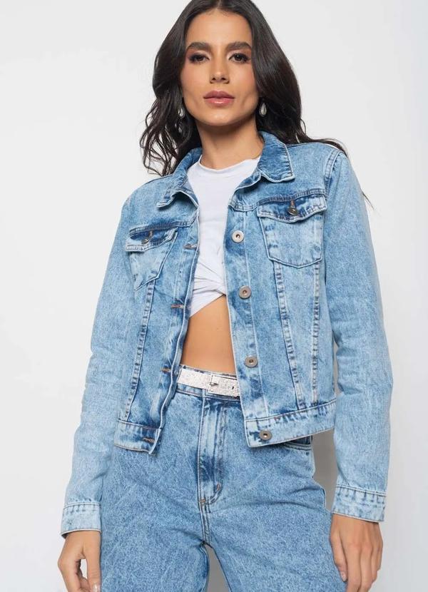 Salvatore Fashion - Jaqueta Jeans Marmorizado  Fashion Azul 2