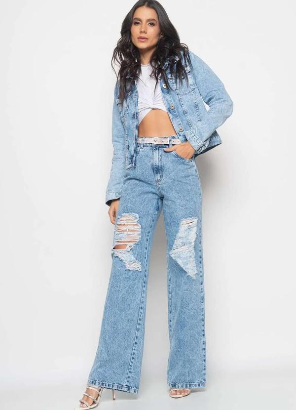 Salvatore Fashion - Jaqueta Jeans Marmorizado  Fashion Azul 3