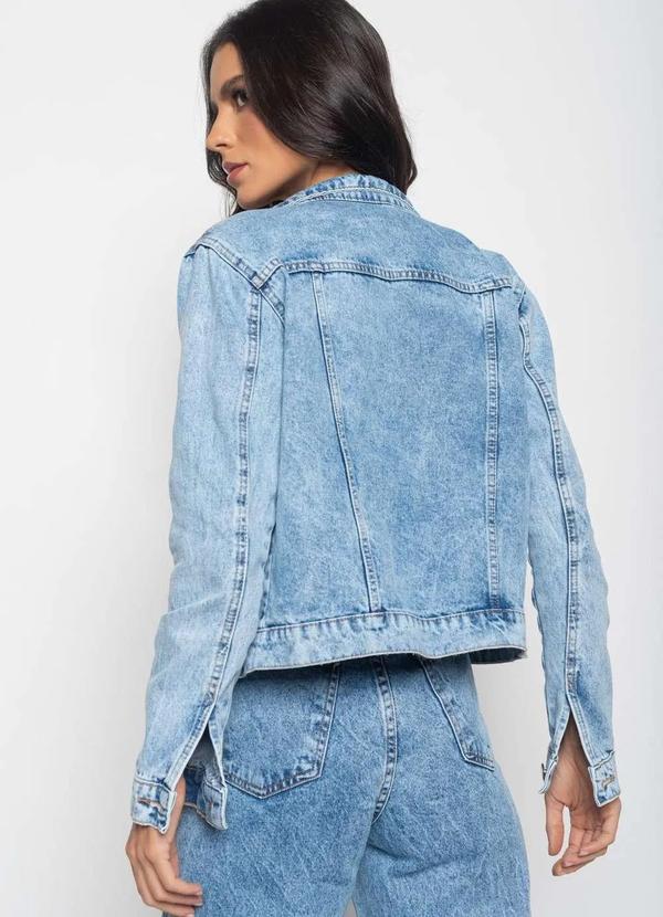 Salvatore Fashion - Jaqueta Jeans Marmorizado  Fashion Azul 5