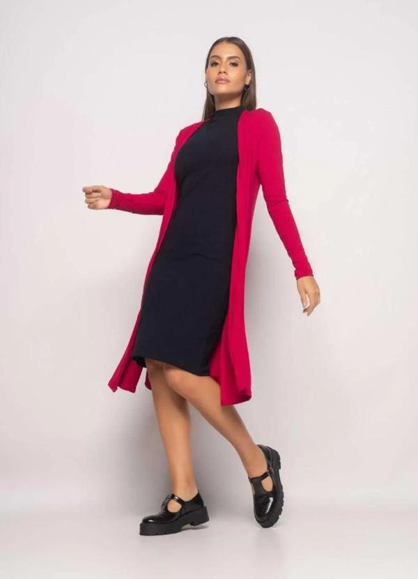 Salvatore Fashion - Kimono Alongado Manga Longa Canelado  Fashion Rosa