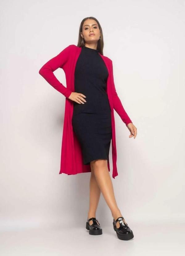 Salvatore Fashion - Kimono Alongado Manga Longa Canelado  Fashion Rosa 3