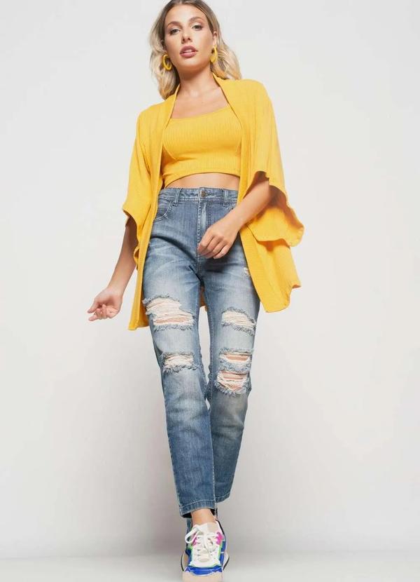 Salvatore Fashion - Kimono Canelado  Fashion Amarelo 2