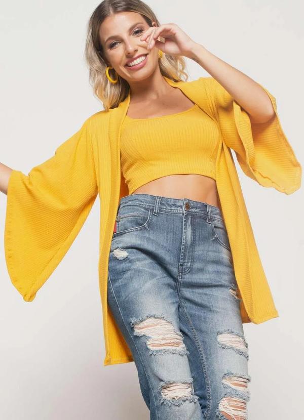 Salvatore Fashion - Kimono Canelado  Fashion Amarelo 5