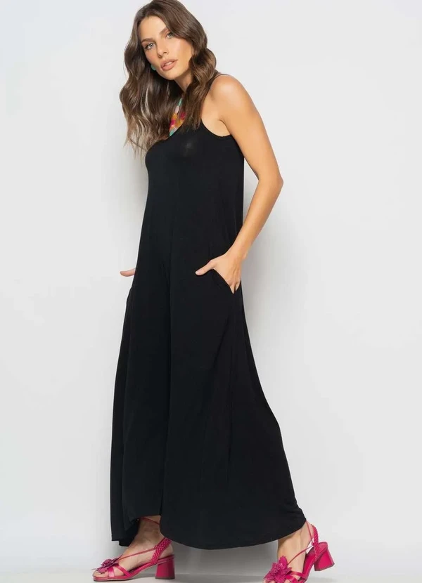 Salvatore Fashion - Macacão Alcinha Pantalona Malha Preto 3